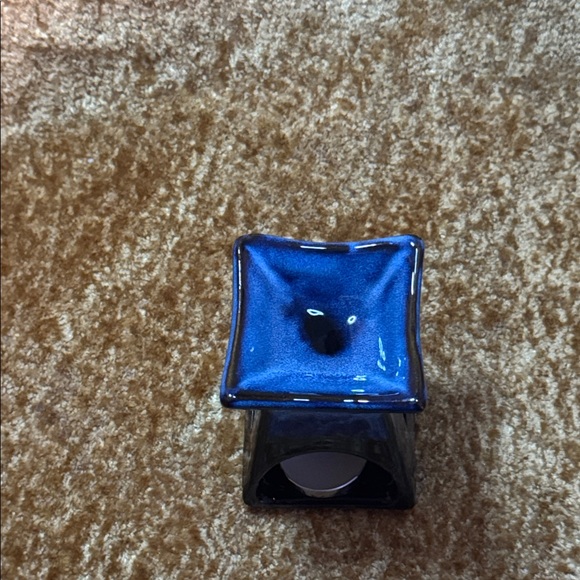 Porcelain Oil Burner Black Blue & Brown W/ 1 Tealight & Small Starter Oil Ocean - Picture 7 of 12